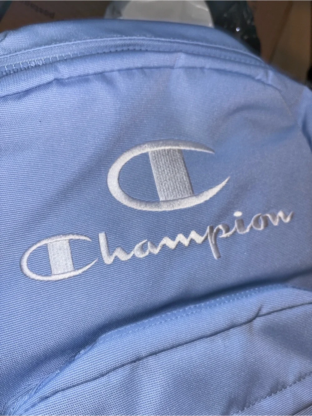 Champion Light Blue Kids Backpack with Pink Top Handle